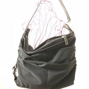 Ralph Lauren Black nylon leather hobo shoulder bag purse